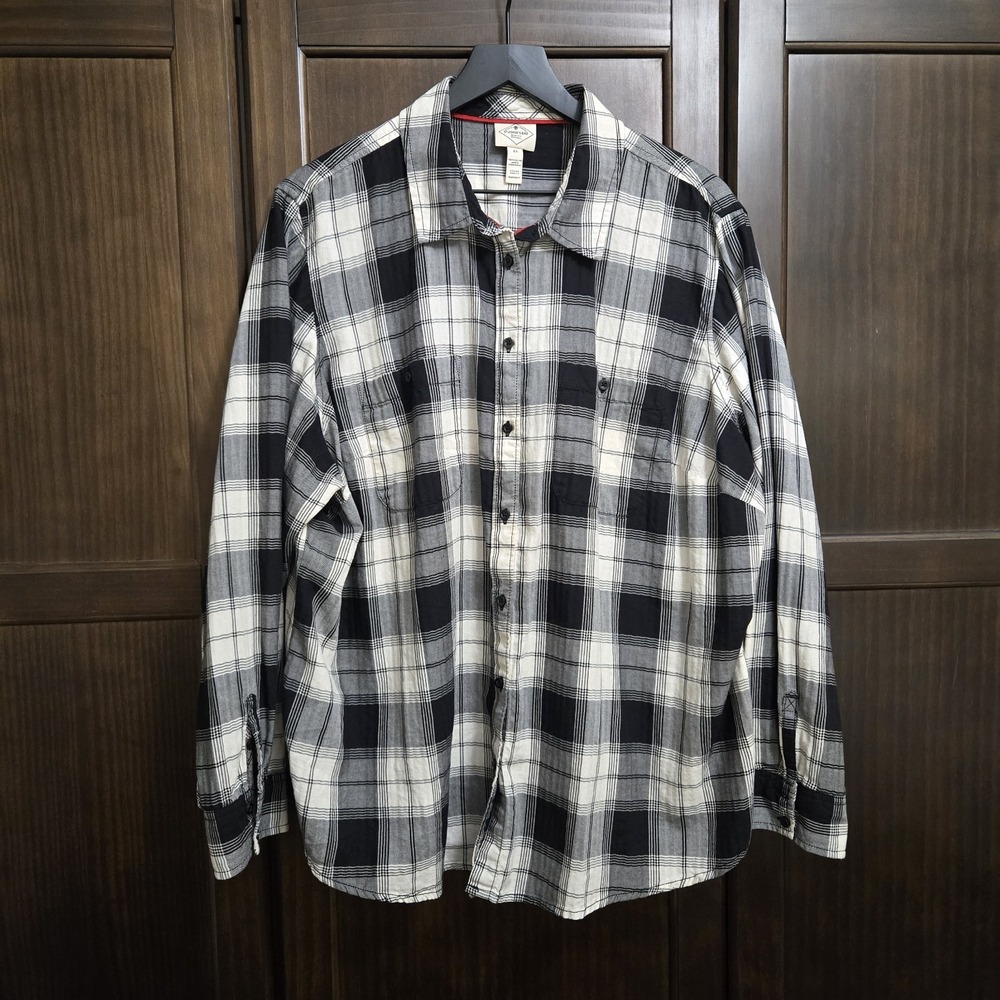 St John's Bay Womens 2X Classic Plaid Button Up Long Sleeve‎ 100% Cotton